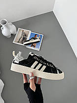 Жіночі Кросівки Adidas Campus 80s Black White Green / Адідас Кампус 80 Чорні з Білим та Зеленим, фото 3