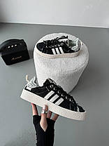 Жіночі Кросівки Adidas Campus 80s Black White Green / Адідас Кампус 80 Чорні з Білим та Зеленим, фото 5