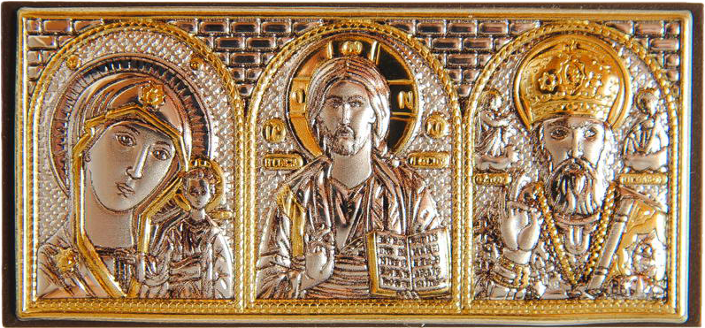 Оберіг для автомобіля Срібний Триптих 4,5х10см Талісман в машину, фото 1