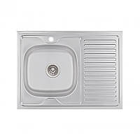 Кухонна мийка Lidz 6080-L 0,6 мм Satin (LIDZ6080L06SAT)