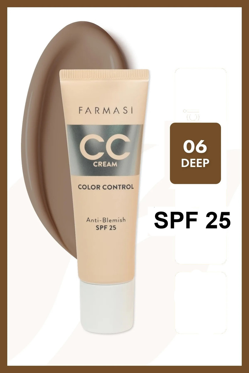 Тонуючий СС крем для обличчя Color Control Anti-Blemish SPF 25, Deep 06, Farmasi, 30 мл, фото 1