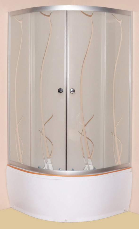 Душова кабіна 90х90х195 см на глибокому піддоні, скло с візерунком "вихор"
