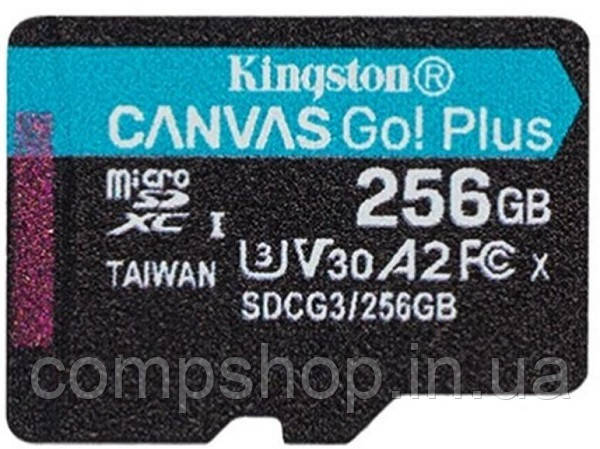 Карта пам'яті MicroSD 256Gb Kingston Canvas Go! Plus C10 UHS-I U3 V30 A2 (код 121068)