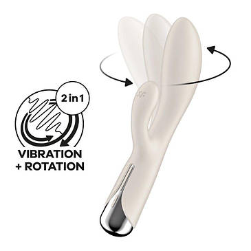 Вібратор-кролик із ротацією Satisfyer Spinning Rabbit 1 Beige, 3 мотора, фото 1