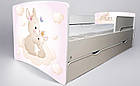 Ліжко для дівчинки Зайка з шухлядою на ламелях + захисний бортик, фото 5