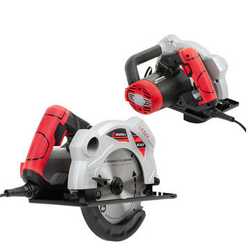 Пила дискова 1500 Вт, 5800 об/хв, кут 90-45°, глибина розпилу 65-43 мм, диск 190*20 мм, 24 зуба, лазер INTERTOOL WT-0618