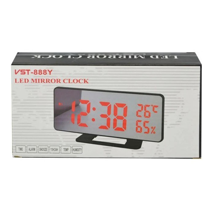Годинник настільний дзеркальний VST-888Y-1 USB з XP-251 червоним циферблатом, фото 1