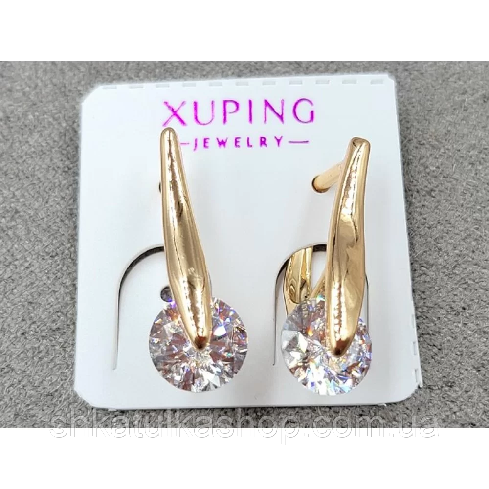 Сережки Xuping 7*20мм, англійський замок, 18к, фото 1