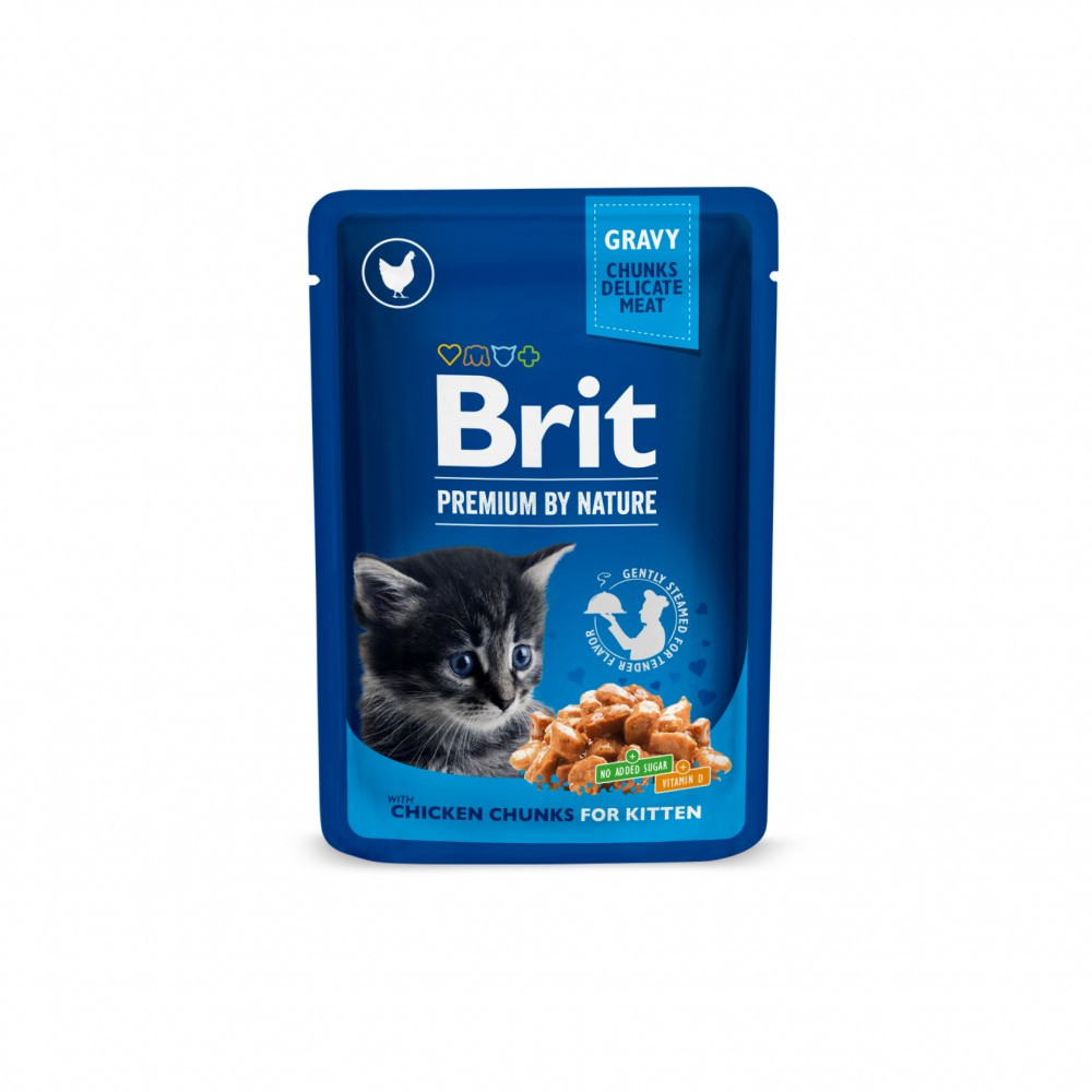Brit Premium CAT Pouch Chicken Chunks for Kitten корм для кішен, зкуркою 100г