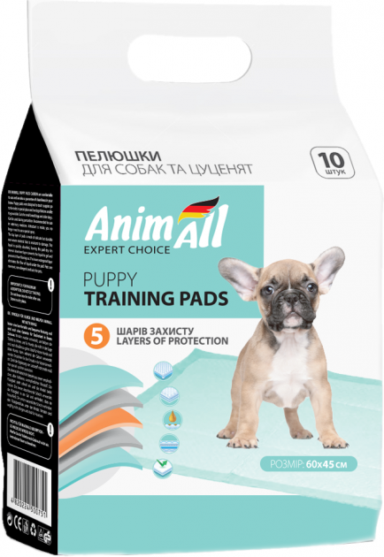 Пелюшки AnimAll Puppy Training Pads для собак та цуценят 10 шт 60х45см 160345, фото 1
