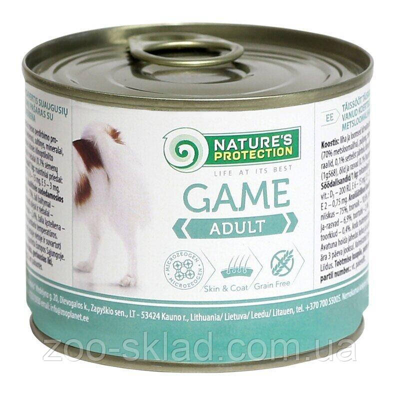 Nature's Protection DOG Can Adult Game для собак, з дичиною 200г