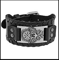 Кожаный браслет Вегвизир шлем ужаса Рунический компас амулет оберег из викингов Vegvisir