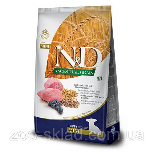 Farmina N&D Low Grain PUPPY Mini Lamb & Blueberry для цуценят малих порід з ягням та чорницею 0,8кг