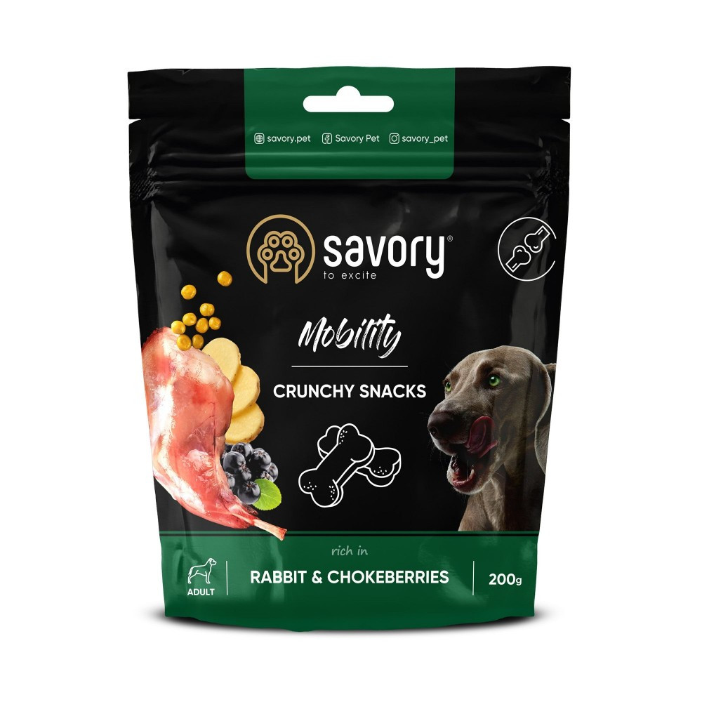 Ласощі Savory DOG Crunchy Snack Rabbit & Chokeberries для собак з кроликом та горобиною 200г 31362
