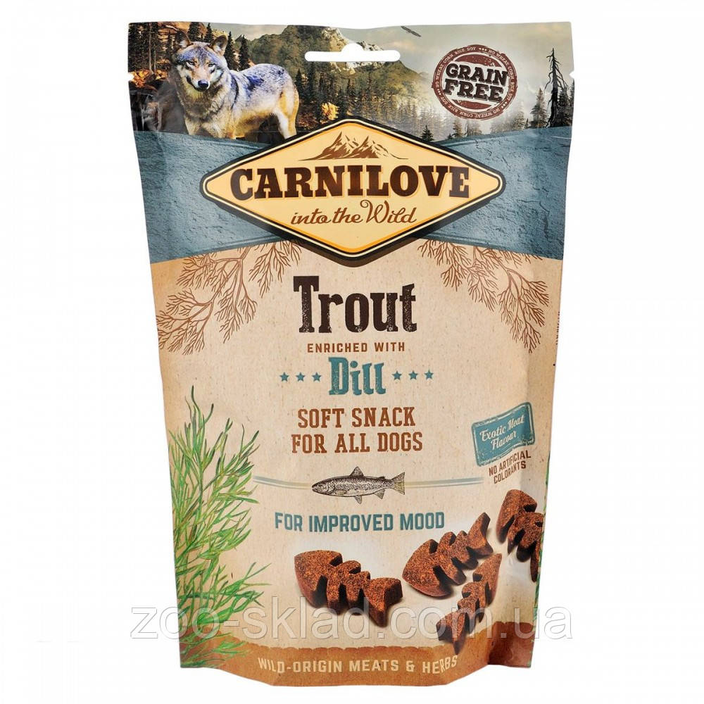 Ласощі Carnilove DOG Soft Snack Trout with Dill для собак форель та кріп 200г