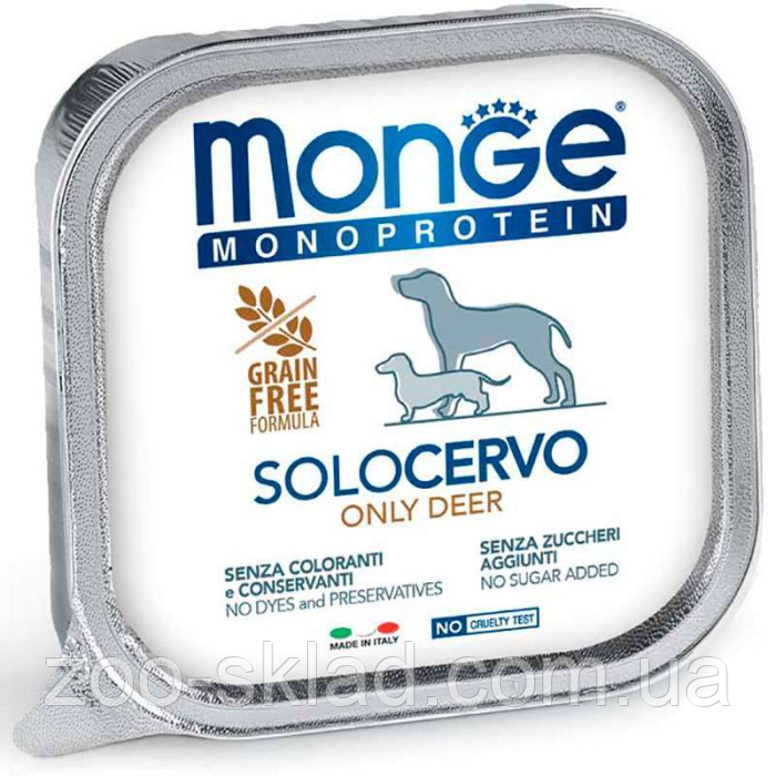Monge DOG Solo Only Deer паштет для собак, з олениною 150г