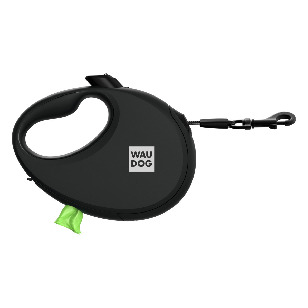 Повідець-рулетка WAUDOG R-leash ЧОРНА з контейнером для пакетів, світловідбивна стрічка, М до 20кг 5м 26281, фото 1