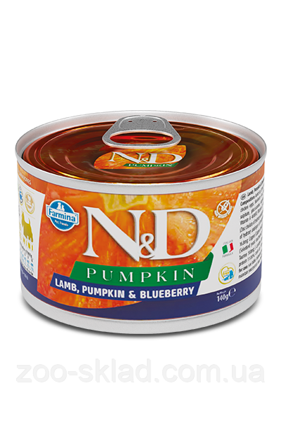 Farmina N&D Pumpkin DOG Can Adult Mini Lamb & Blueberry для собак дрібних порід з ягням та чорницею 140г