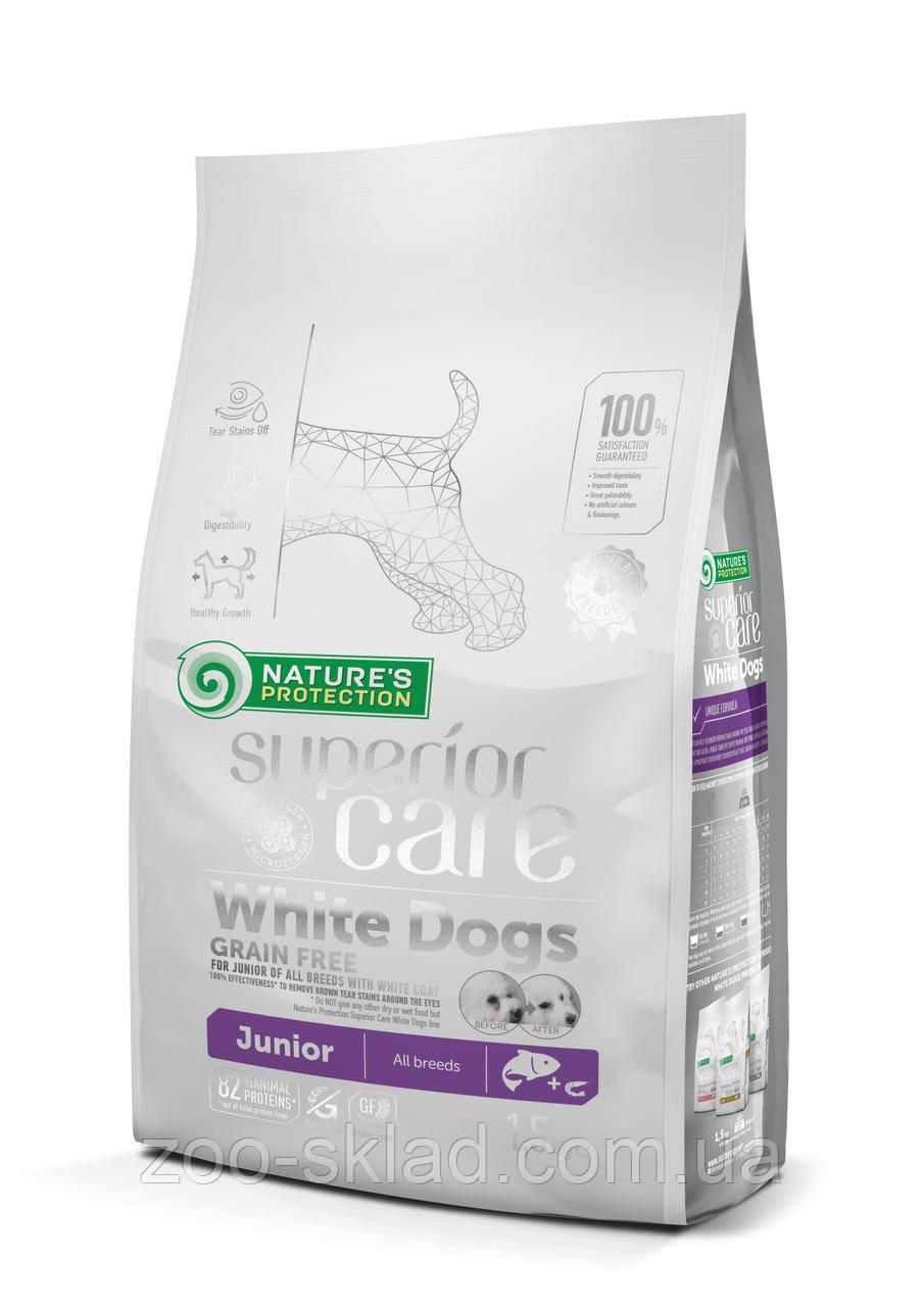 Nature's Protection White Dogs Junior All Breeds Salmon для білих собак юніорів, з лососем 1,5кг
