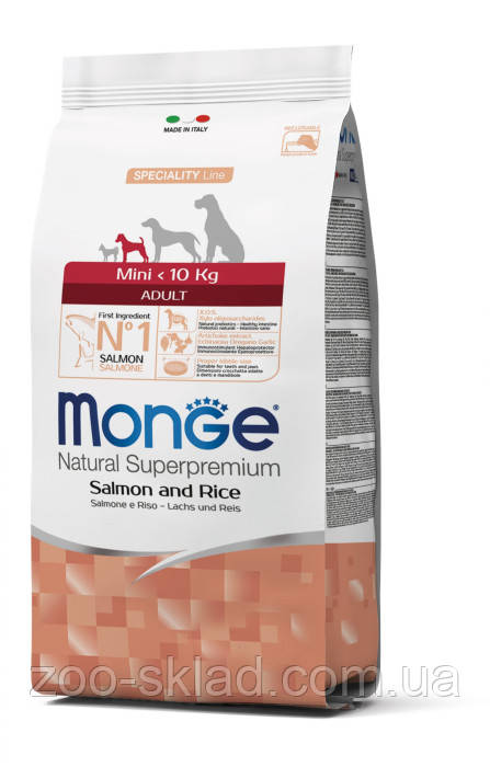 Monge DOG Mini Adult Salmon для собак малих порід з лососем та рисом 2,5кг