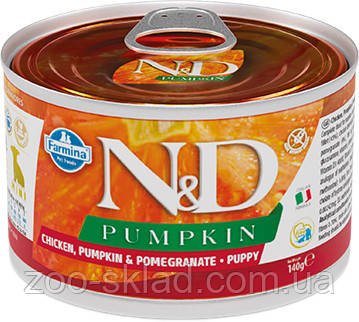 Farmina N&D Pumpkin DOG Can Puppy Mini Chicken & Pomegranate для цуценят дрібних порід, з куркою 140г