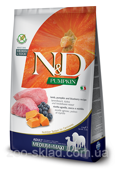 Farmina N&D Pumpkin Dog Medium & Maxi Lamb & Blueberry для собак середніх і великих порід 12кг