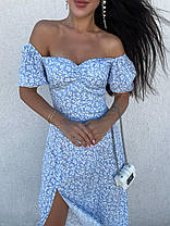 Жіноча квіткова літня сукня міді зі штапелю Smmk 9155, фото 2