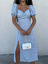 Жіноча квіткова літня сукня міді зі штапелю Smmk 9155, фото 3