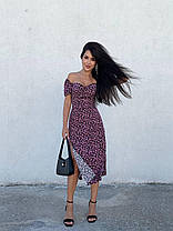 Жіноча квіткова літня сукня міді зі штапелю Smmk 9155, фото 4