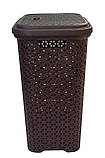 Кошик для білизни з кришкою 35 літрів коричневий К1-534 (Diomedea) 285*385*505 мм, фото 4