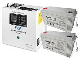 Сонячний інвертор Sinus Pro 2000 S 24/230V (1400/2000W) + 2шт. Акумулятор Maxx 12-FM-120 120Ah 12V
