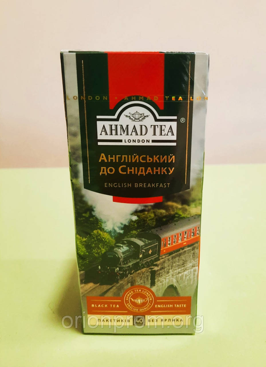 Чай Ahmad Tea English Breakfast 40 пакетів без ярлика чорний
