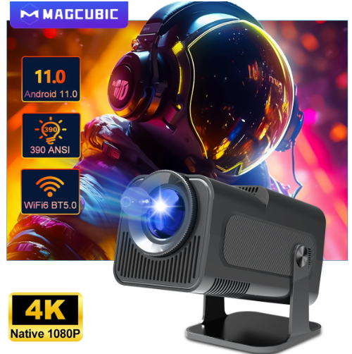 Смарт Проектор MAGCUBIC HY320 mini HD720p LED 4K 300ANSI Android 11 модуль WiFi6 + BT5.0 Dual Wi-Fi Домашній кінотеатр, фото 1