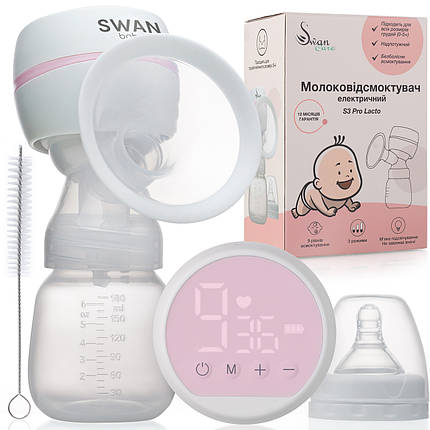 Молоковідсмоктувач електричний бездротовий Swan Baby Lacto Pro S3 з масажем акумуляторний молоковідсмоктувачі білий, фото 1