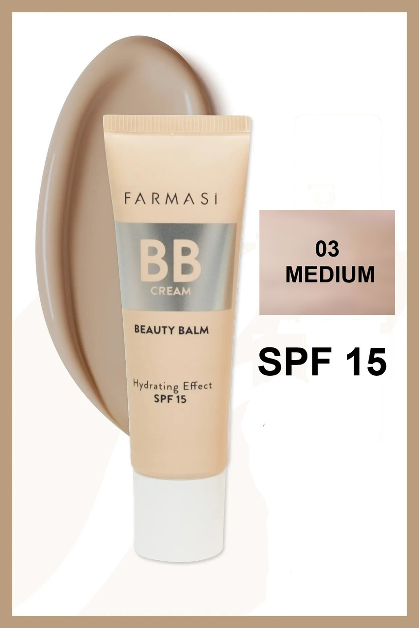 Тонуючий  BB крем для обличчя Beauty Balm Hydrating Effect SPF15, Medium 03, Farmasi, 30 мл, фото 1