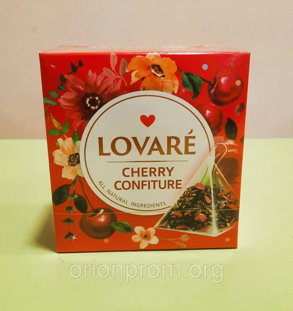 Чай Lovare Вишневий Конфітюр 15 пірамідок суміш чорного та зеленого
