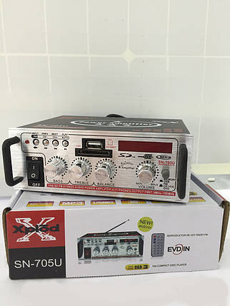 Підсилювач стереозвуку UKC SN-705U MP3/SD/USB/AUX/FM 12v/220v  , фото 1