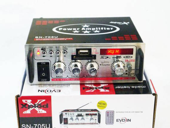 Підсилювач стереозвуку UKC SN-705U MP3/SD/USB/AUX/FM 12v/220v  , фото 3