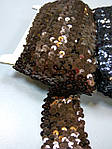 Пояс із паєтками на метраж на гумці шоколад темний , фото 6