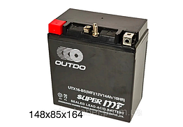 Мото акумулятор 12В 14А/год АКБ OUTDO UTX16-BS (MF) (148х85х164мм)