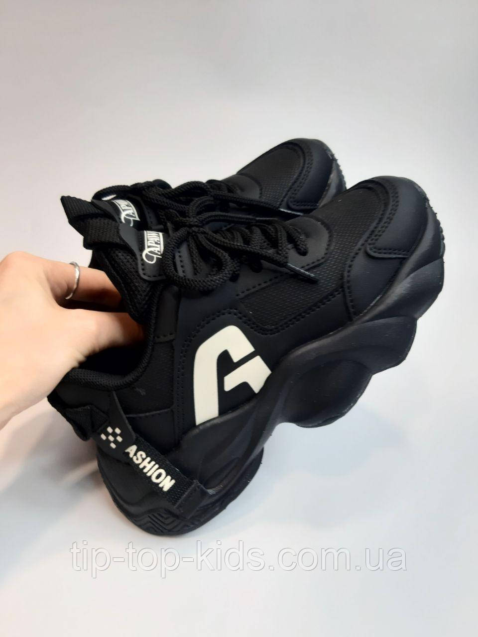 Кросівки для дівчинки Apawwa 682 G black чорні р.35-37, фото 1