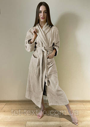 Халат махровий, розмір L 50-52 / довжина 120 см бежевий, фото 1