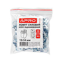 Хомут силовий Mini оцинкований W1 12-14 (пач. 50 шт) APRO, фото 5