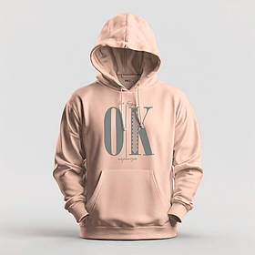 Худі утеплене унісекс Stedman з принтом ВСЕ БУДЕ ОК БУКВИ  XS бежеве