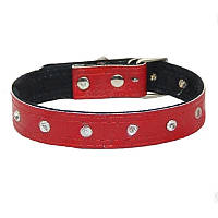 Нашийник для собак Алмаз натуральна шкіра Ш 12 мм Д 20-28 см червоний Franty 121014/3 червоний