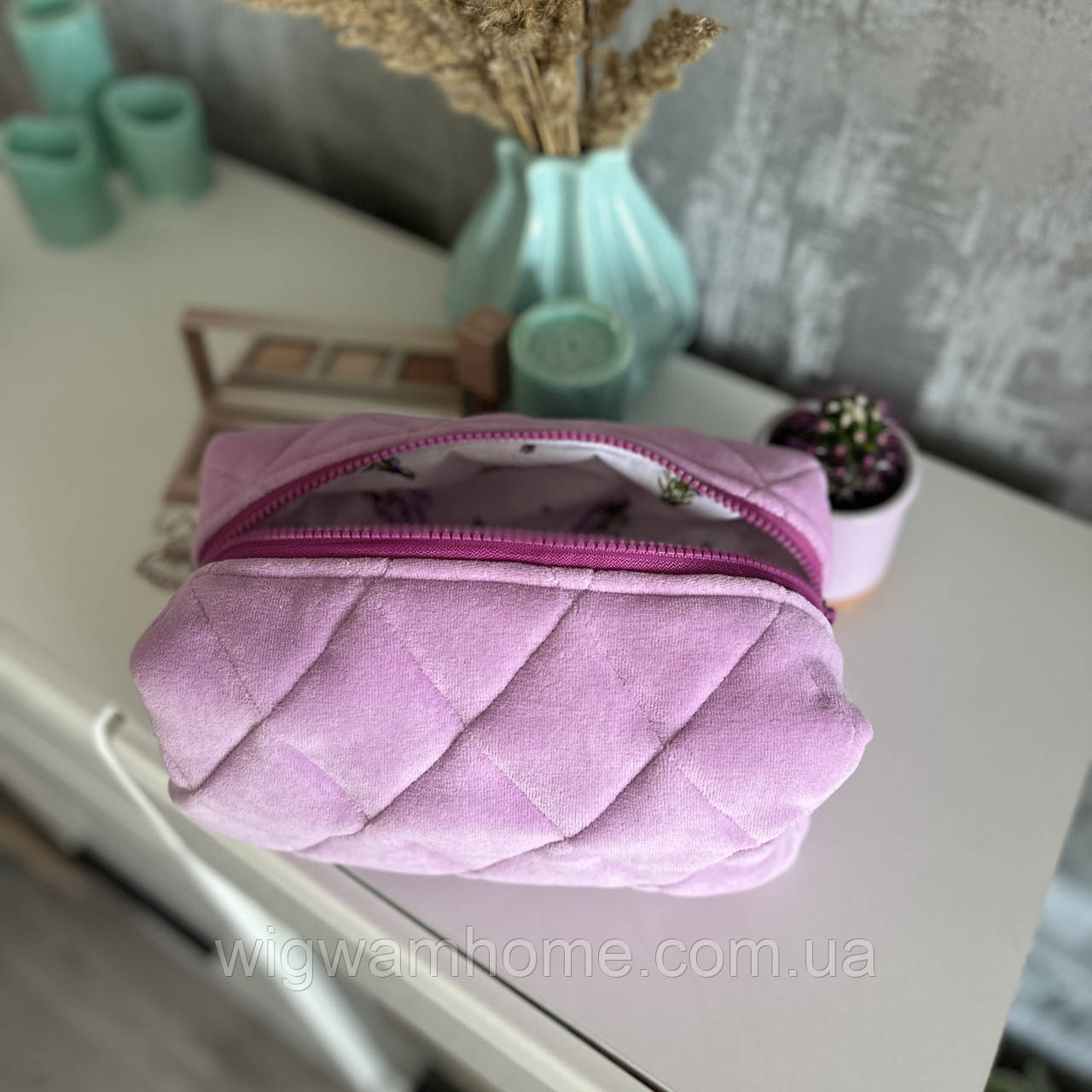 Косметичка Велюрова, 25х13см, Лаванда