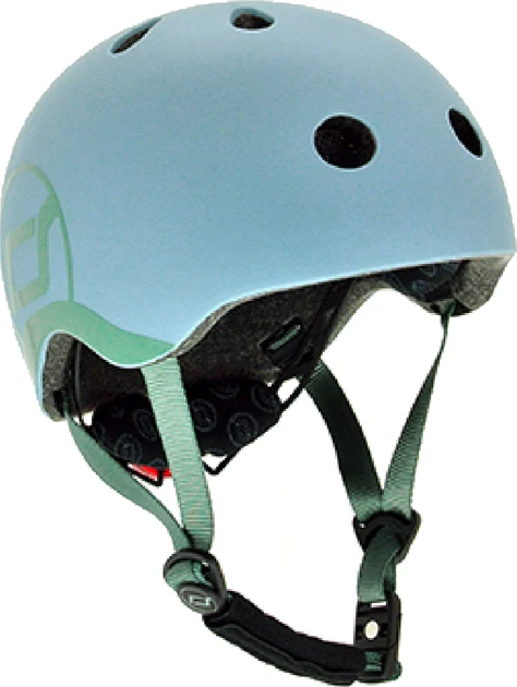 Шолом захисний дитячий Scoot and Ride, сіро-синій, з ліхтариком, 45-51см (SR-181206-STEEL)