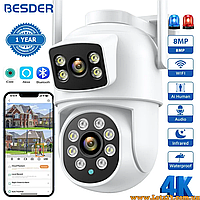 Wifi поворотная уличная 4К камера видеонаблюдения 8mp ICsee ptz IP камера видеонаблюдения 8мп внешняя A8Q