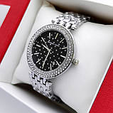 Жіночий наручний годинник Michael Kors (майкл корс) сріблясті з чорним циферблатом, камінчики - код 2446а, фото 3