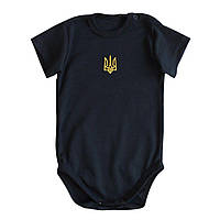 Боді дитяче чорне з вишитим тризубом